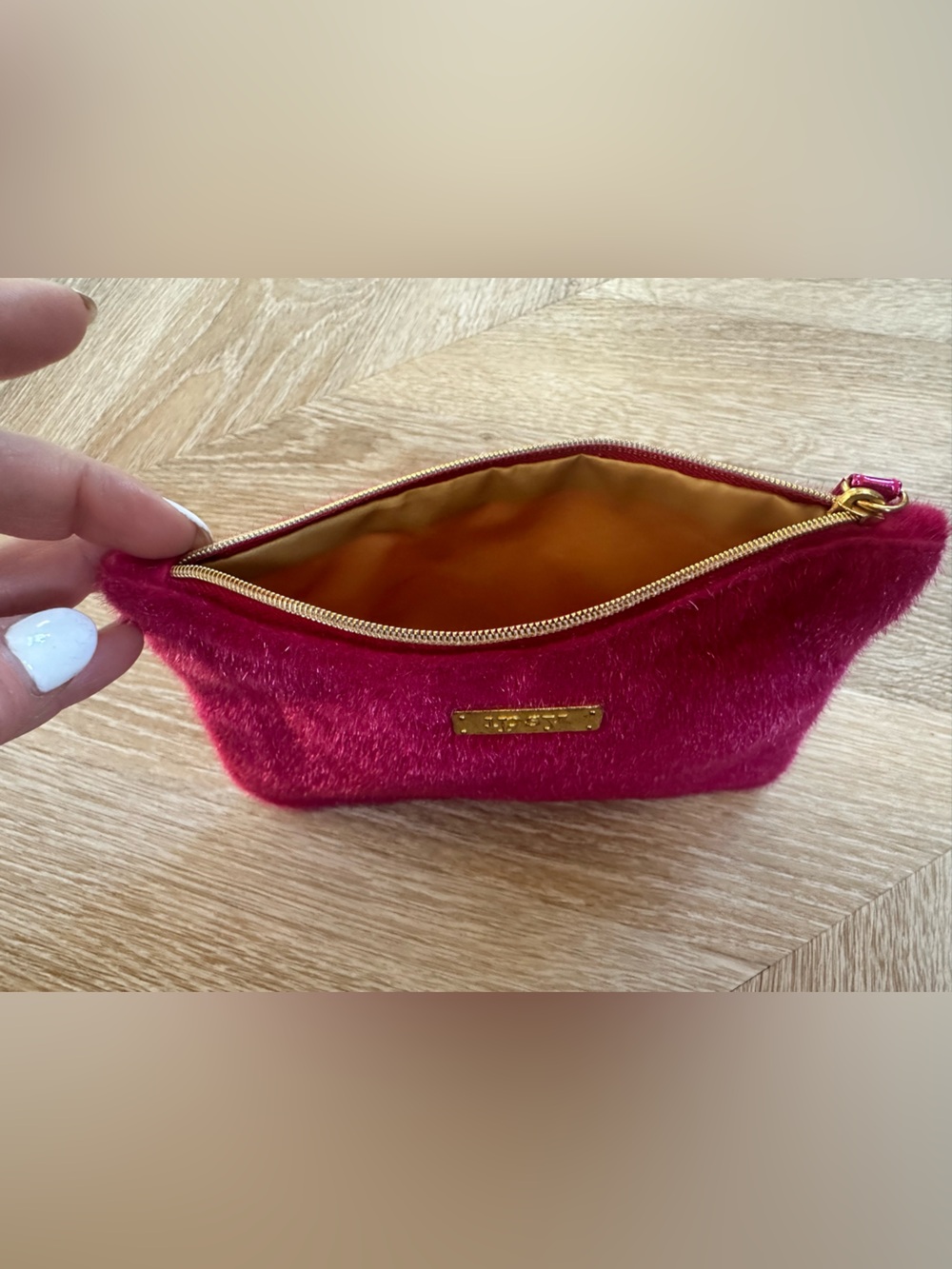 Fuchsia Faux Fur Zip Pouch - Women Bags